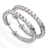 14k White Gold 1.54tcw Diamond Hoop Earrings