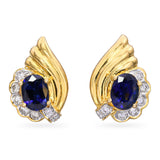 Vintage 18k Yellow Gold 1.84tcw Sapphire and Diamond Drop Earrings