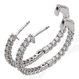 14k White Gold 1.54tcw Diamond Hoop Earrings