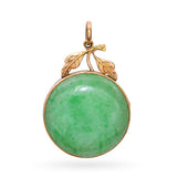 Vintage 15k Yellow Gold 8.20ct Jadeite Jade Locket Pendant
