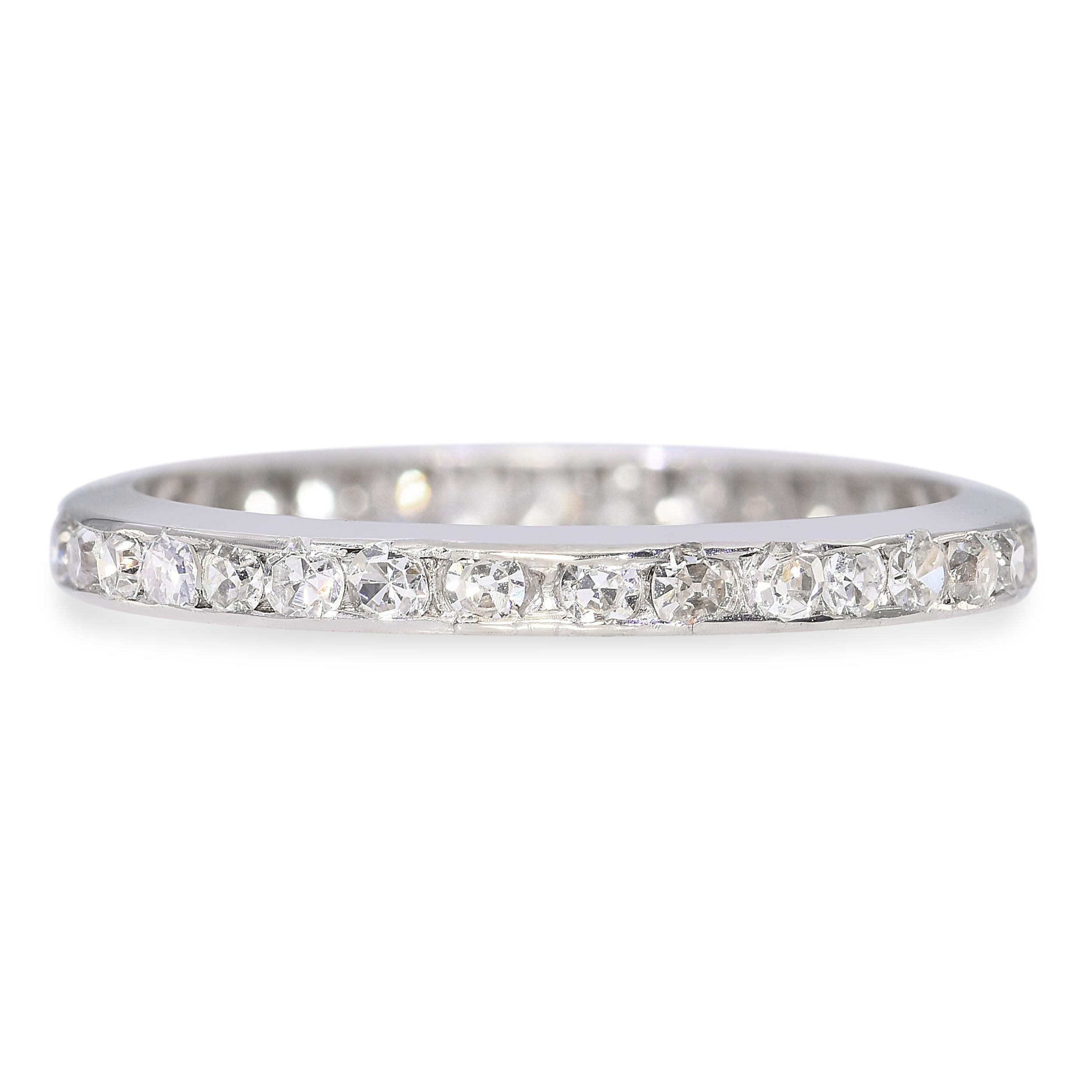 Vintage Platinum Diamond Eternity Wedding Band
