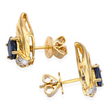 Vintage 18k Yellow Gold 1.84tcw Sapphire and Diamond Drop Earrings