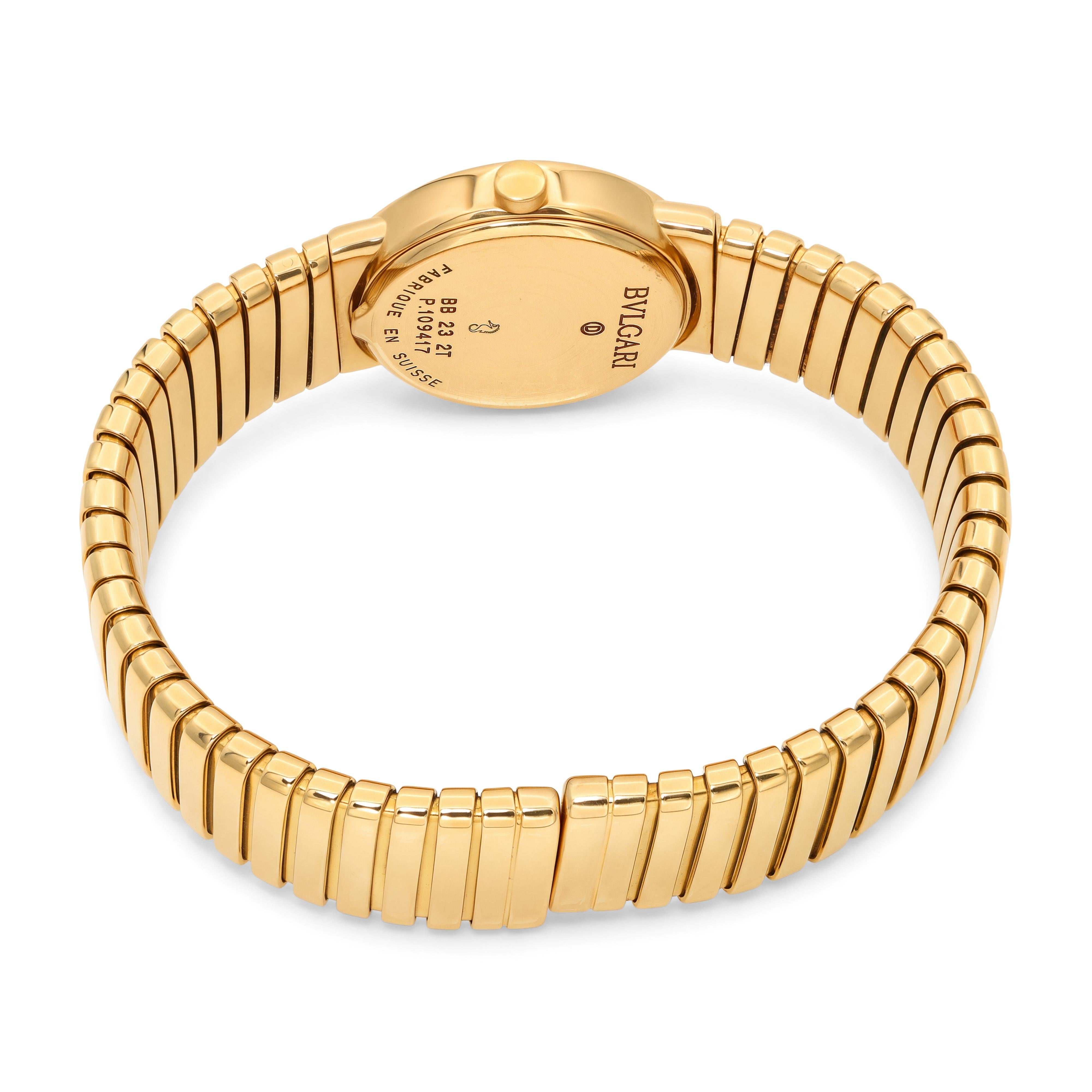 BVLGARI 18k Yellow Gold Tubogas Quartz Watch Ref. BB 23 2T
