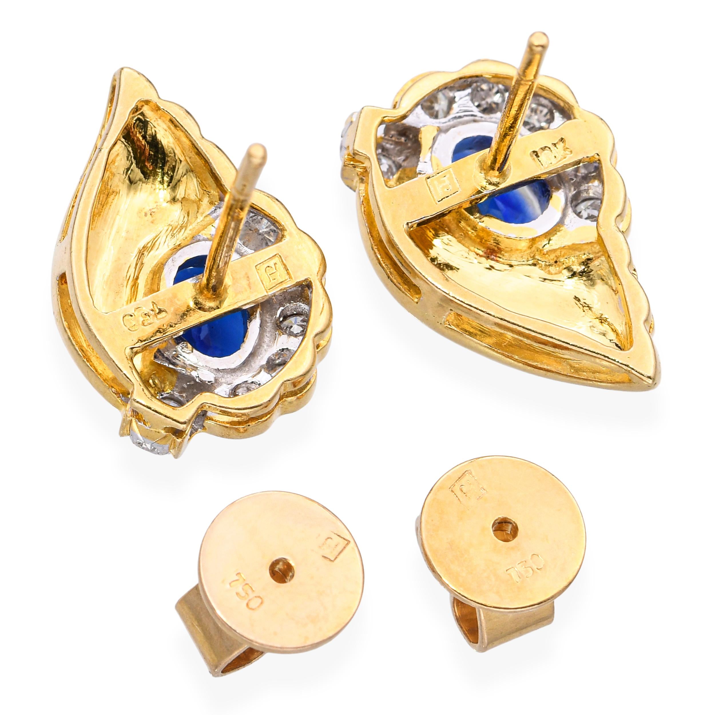 Vintage 18k Yellow Gold 1.84tcw Sapphire and Diamond Drop Earrings