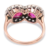 Antique Victorian Silver Topped Gold Burmese No Heat Ruby Two-Stone Ring GIA