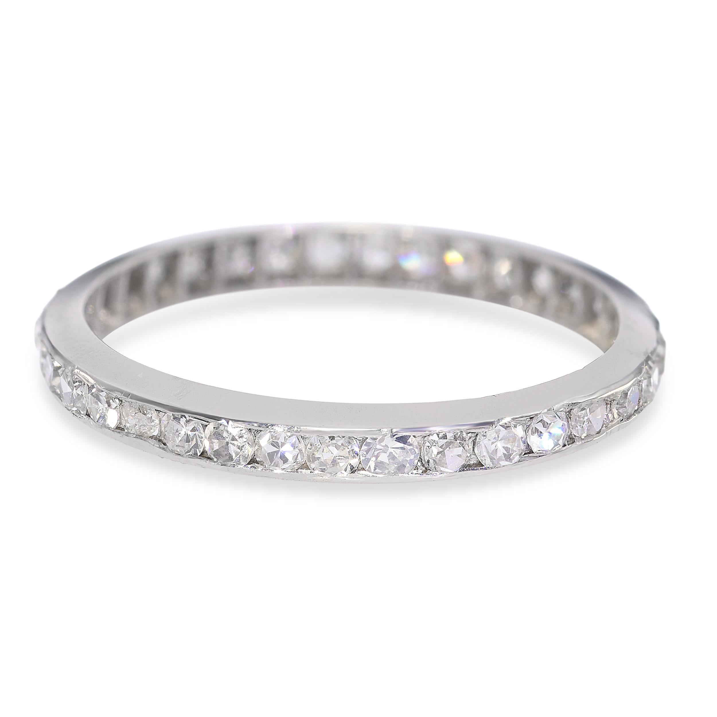 Vintage Platinum Diamond Eternity Wedding Band