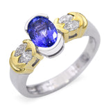 18k White and Yellow Gold 1.02ct Tanzanite and Diamond Ring