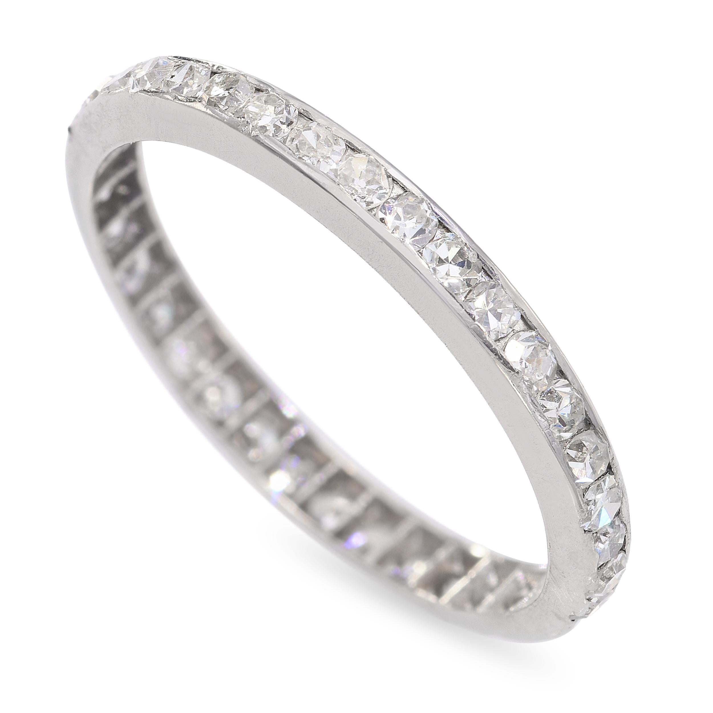 Vintage Platinum Diamond Eternity Wedding Band