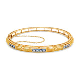 14k Yellow Gold Sapphire Hinge Bangle Bracelet