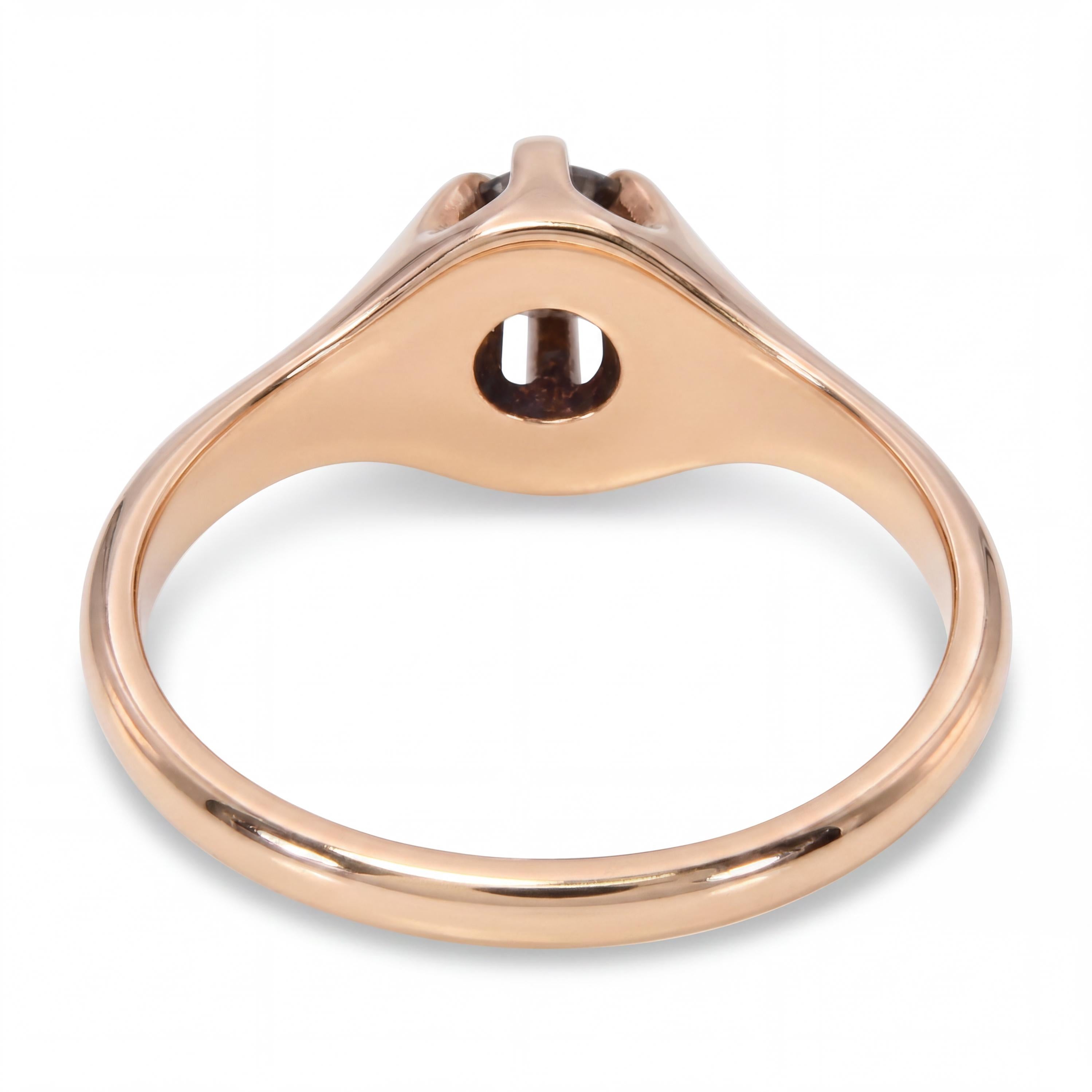 Antique 14k Yellow Gold Belcher Set .17ct Diamond Ring