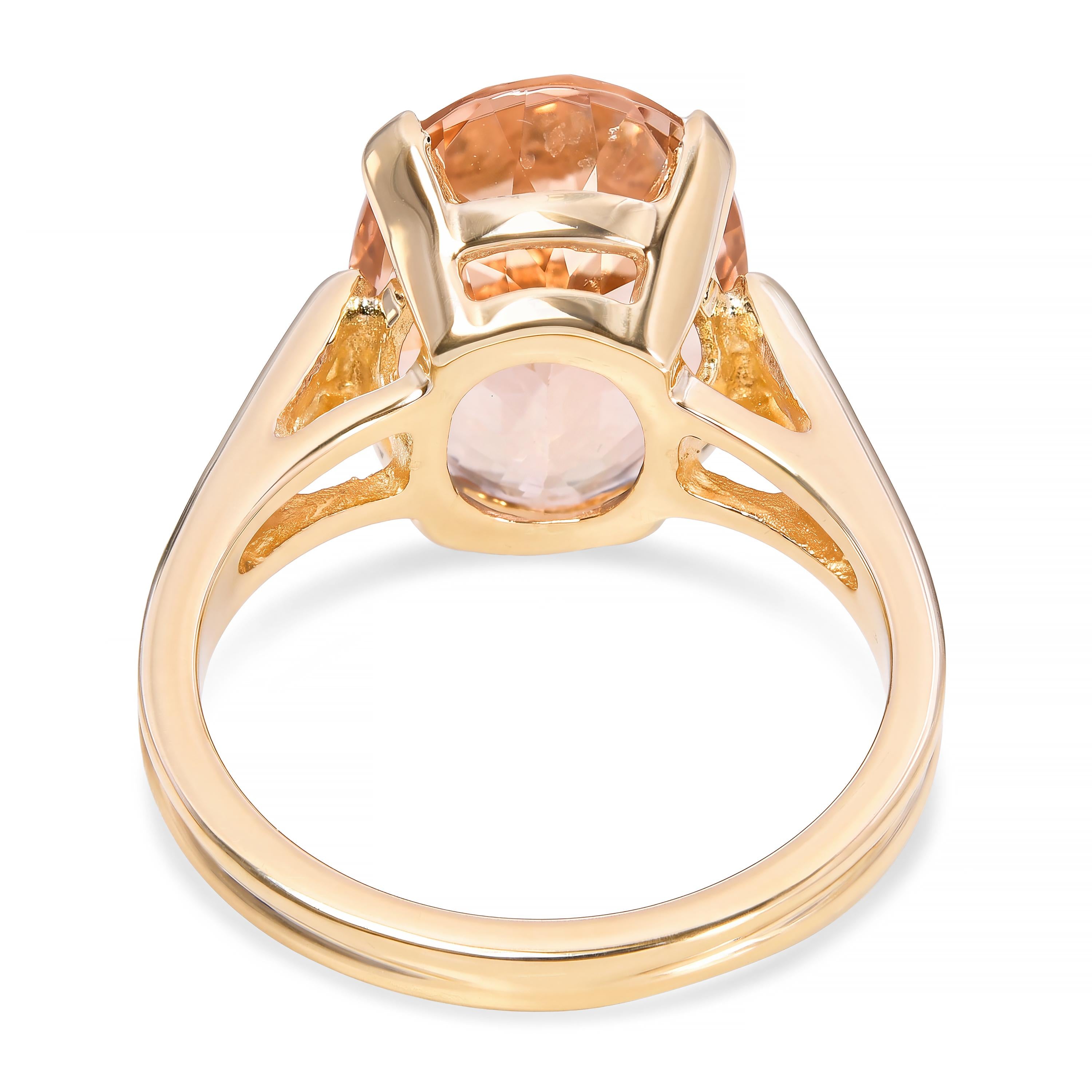 Vintage 14k Yellow Gold 5.67ct Peach Morganite Ring