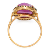 Vintage 14k Yellow Gold 11.04ct Ruby and 0.21tcw Diamond Halo Ring