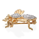 14k Yellow Gold Diamond Bumblebee Brooch