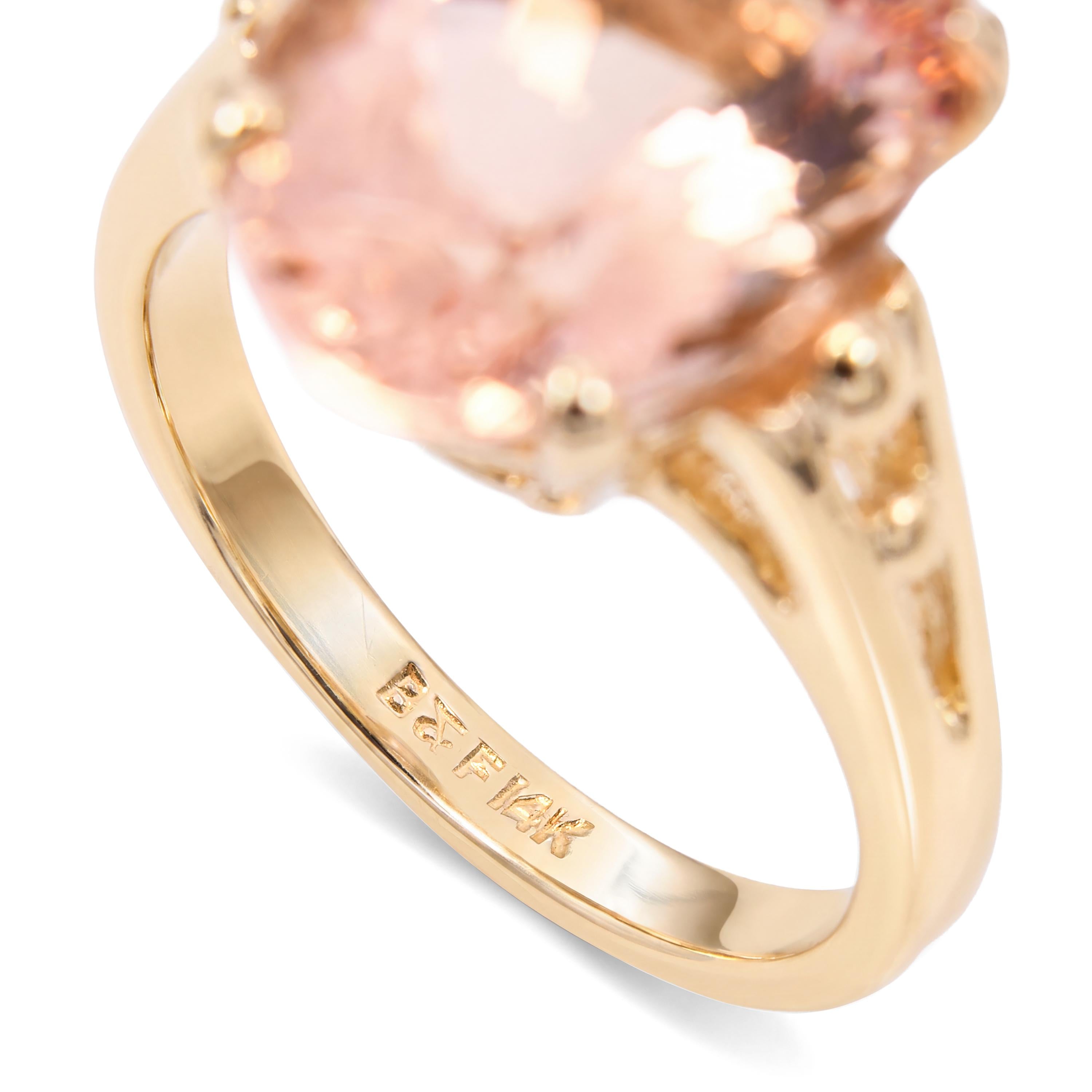 Vintage 14k Yellow Gold 5.67ct Peach Morganite Ring