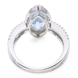 14k White Gold Aquamarine and Diamond Split Shank Ring
