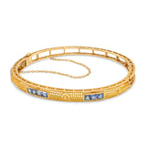 14k Yellow Gold Sapphire Hinge Bangle Bracelet