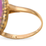 Vintage 14k Yellow Gold 11.04ct Ruby and 0.21tcw Diamond Halo Ring