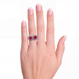 Antique Victorian Silver Topped Gold Burmese No Heat Ruby Two-Stone Ring GIA