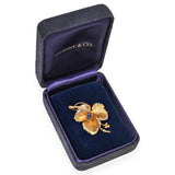 Vintage Tiffany 18k Yellow Gold & Sapphire Maple Leaf Brooch