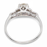 Vintage Le Reine 17k White Gold .93ct Old Euro Diamond Engagement Ring