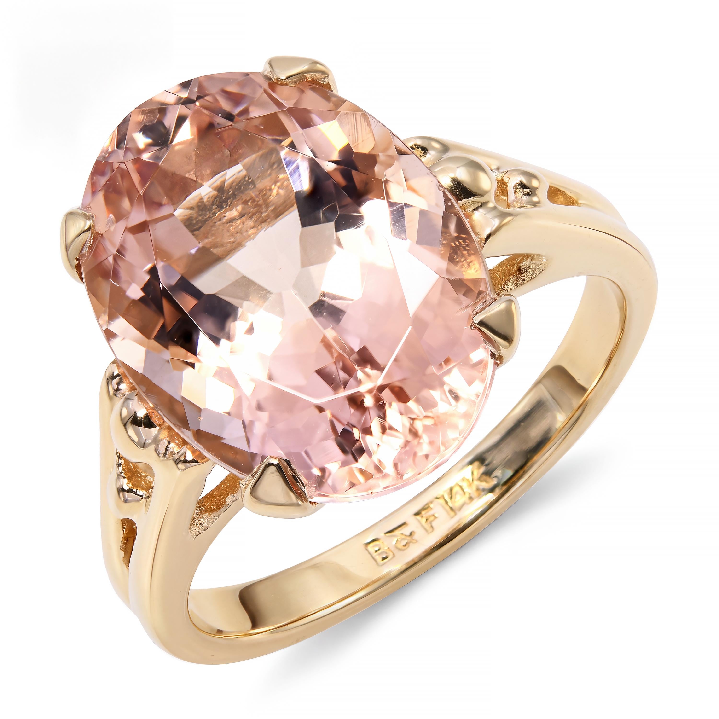 Vintage 14k Yellow Gold 5.67ct Peach Morganite Ring