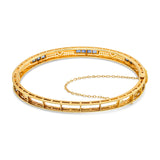 14k Yellow Gold Sapphire Hinge Bangle Bracelet