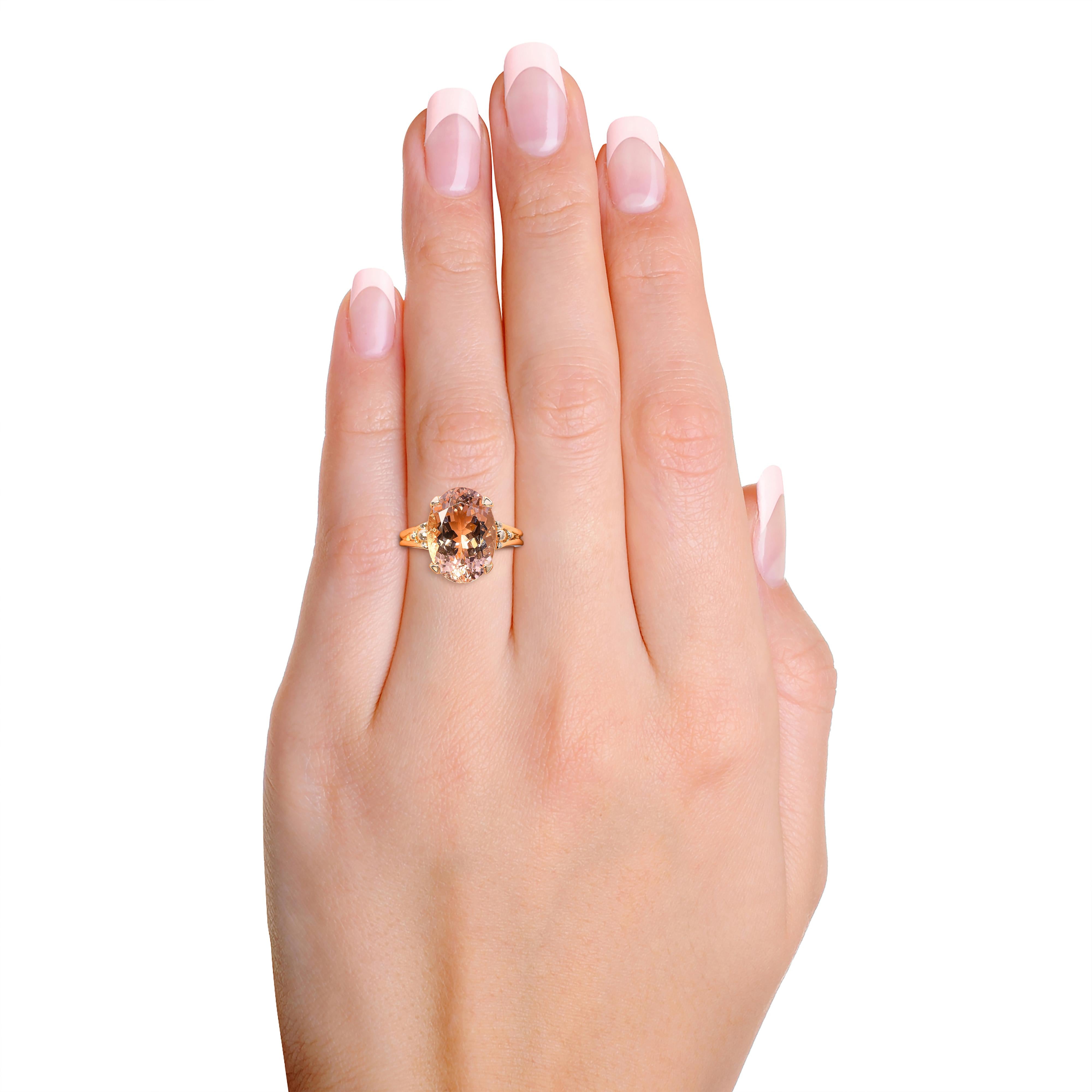 Vintage 14k Yellow Gold 5.67ct Peach Morganite Ring
