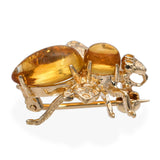 14k Yellow Gold Citrine Bumblebee Brooch