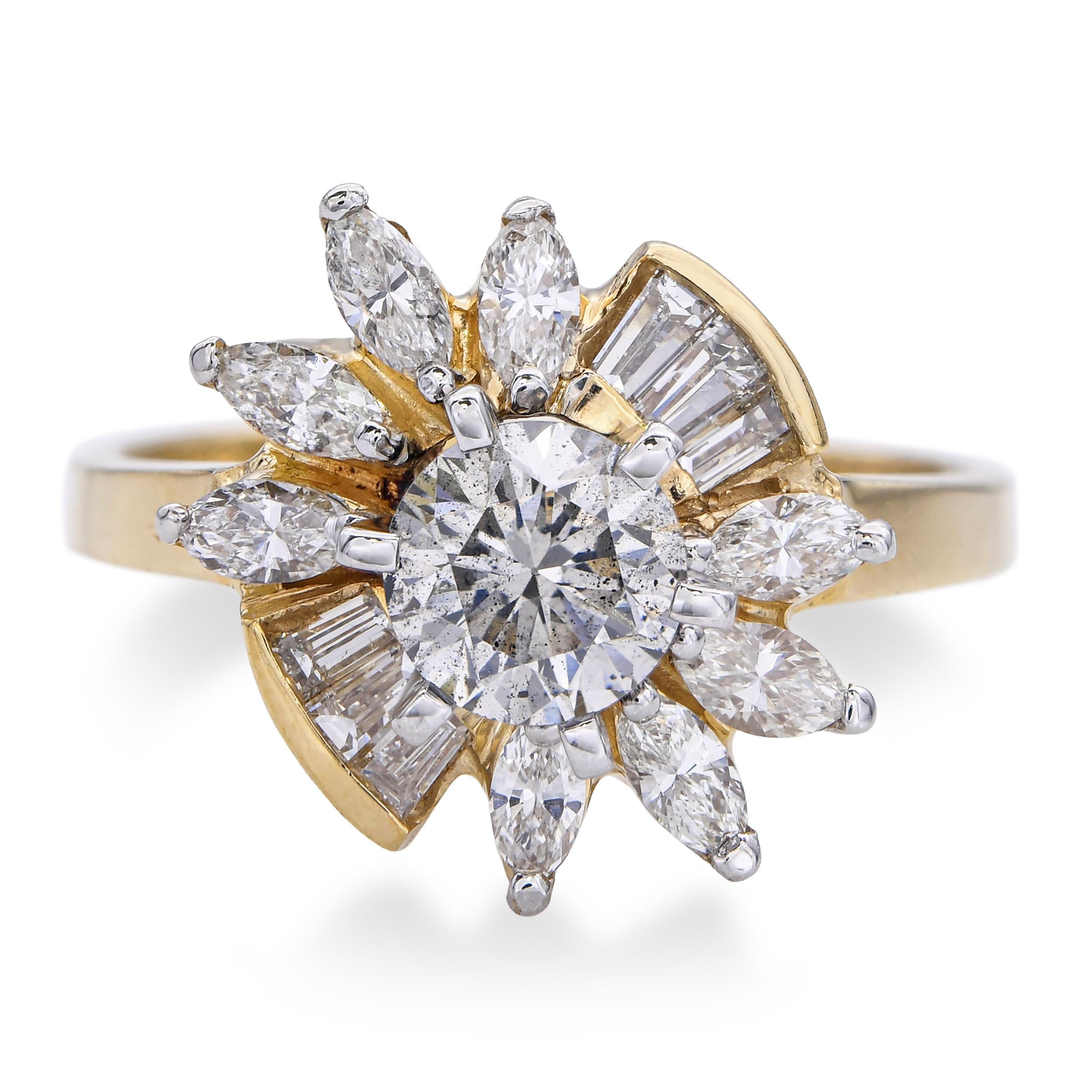 Vintage 14k Yellow Gold 1.32tcw Diamond Ring