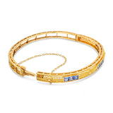 14k Yellow Gold Sapphire Hinge Bangle Bracelet