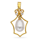 Vintage 14k Diamond and Pearl Pendant