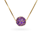 Vintage 14k Yellow Gold 6.01ct Amethyst Slide Sphere Pendant Necklace