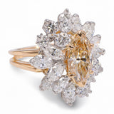 Oscar Heyman 18k Yellow Gold & Platinum Marquise Diamond Cluster Cocktail Ring