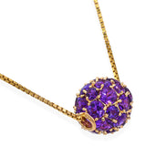 Vintage 14k Yellow Gold 6.01ct Amethyst Slide Sphere Pendant Necklace