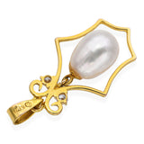 Vintage 14k Diamond and Pearl Pendant