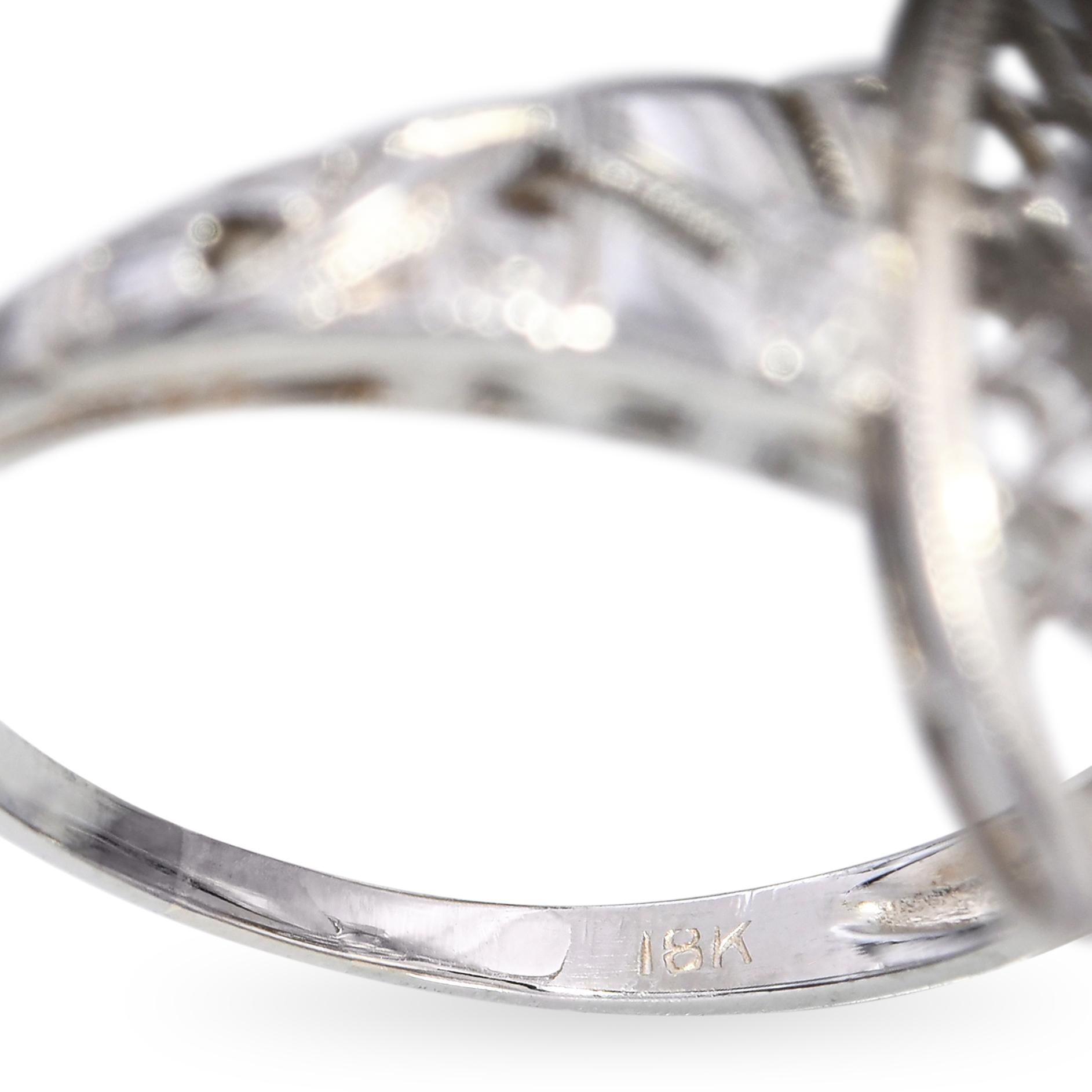 Vintage 18k White Gold 0.15ct Old Euro Diamond Filigree Ring