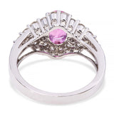 14k White Gold Rubellite Tourmaline and Diamond Pave Ring
