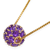 Vintage 14k Yellow Gold 6.01ct Amethyst Slide Sphere Pendant Necklace