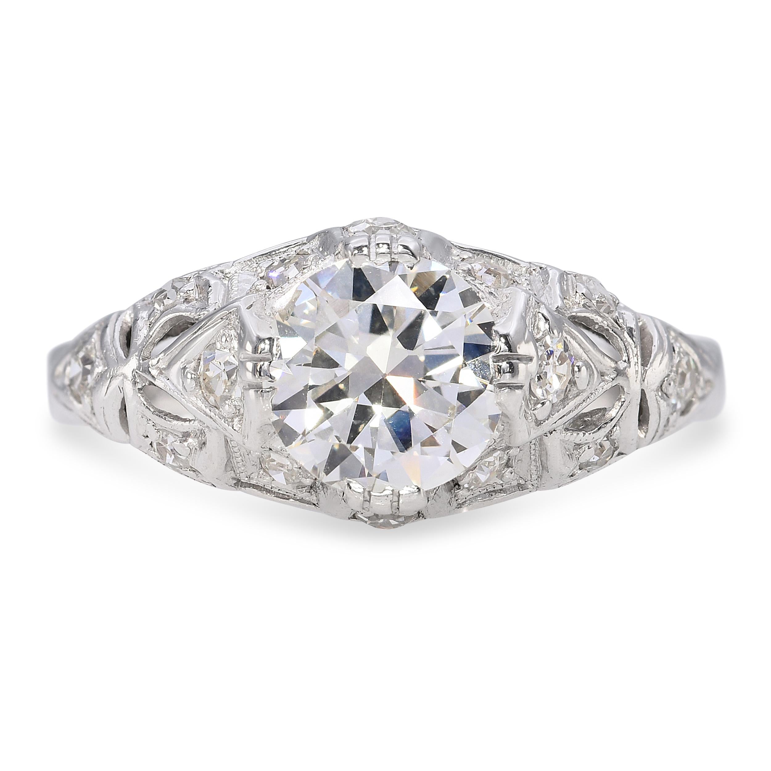 Vintage 14K White Gold Diamond Engagement Ring