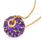 Vintage 14k Yellow Gold 6.01ct Amethyst Slide Sphere Pendant Necklace