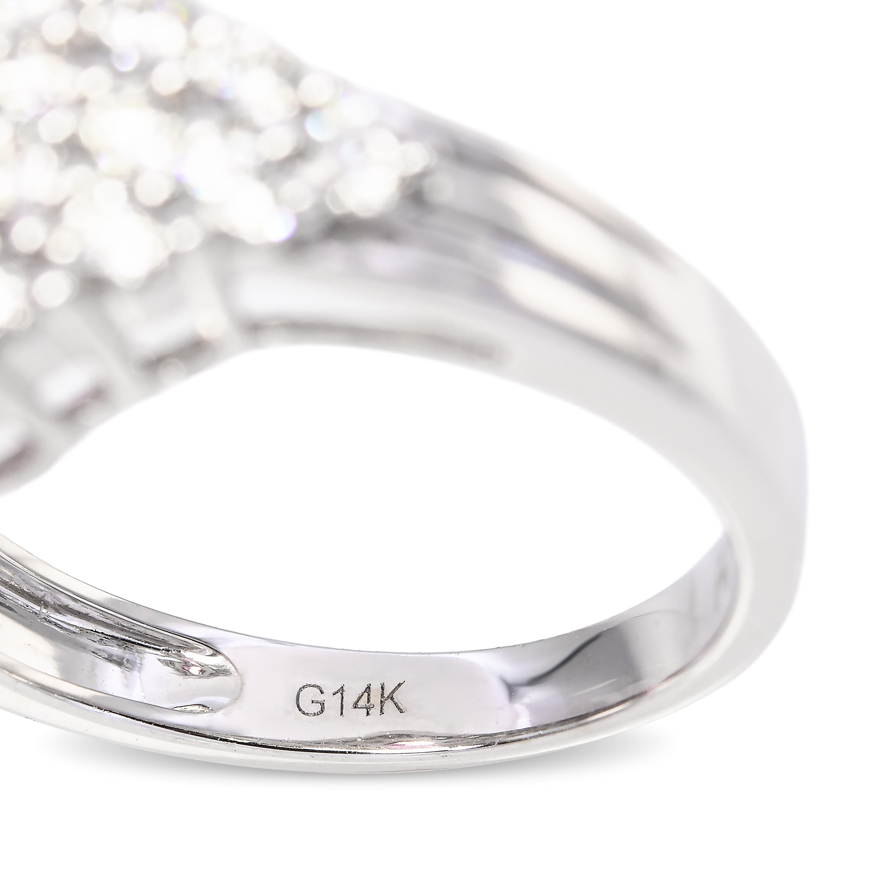 14k White Gold Rubellite Tourmaline and Diamond Pave Ring