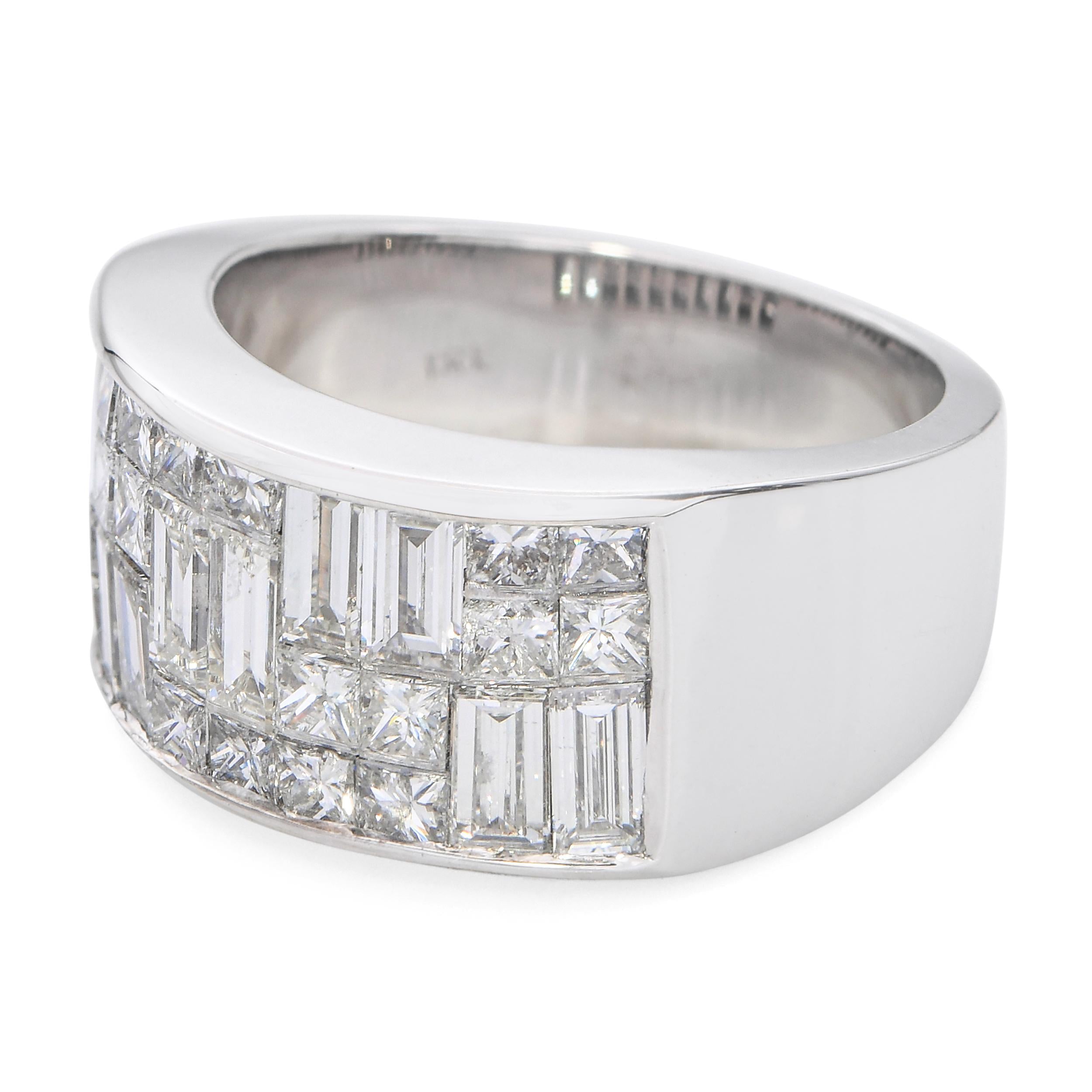 Vintage 18k White Gold Diamond 2.80tcw Diamond Geometric Band Ring