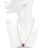 Vintage 14k Yellow Gold 6.01ct Amethyst Slide Sphere Pendant Necklace