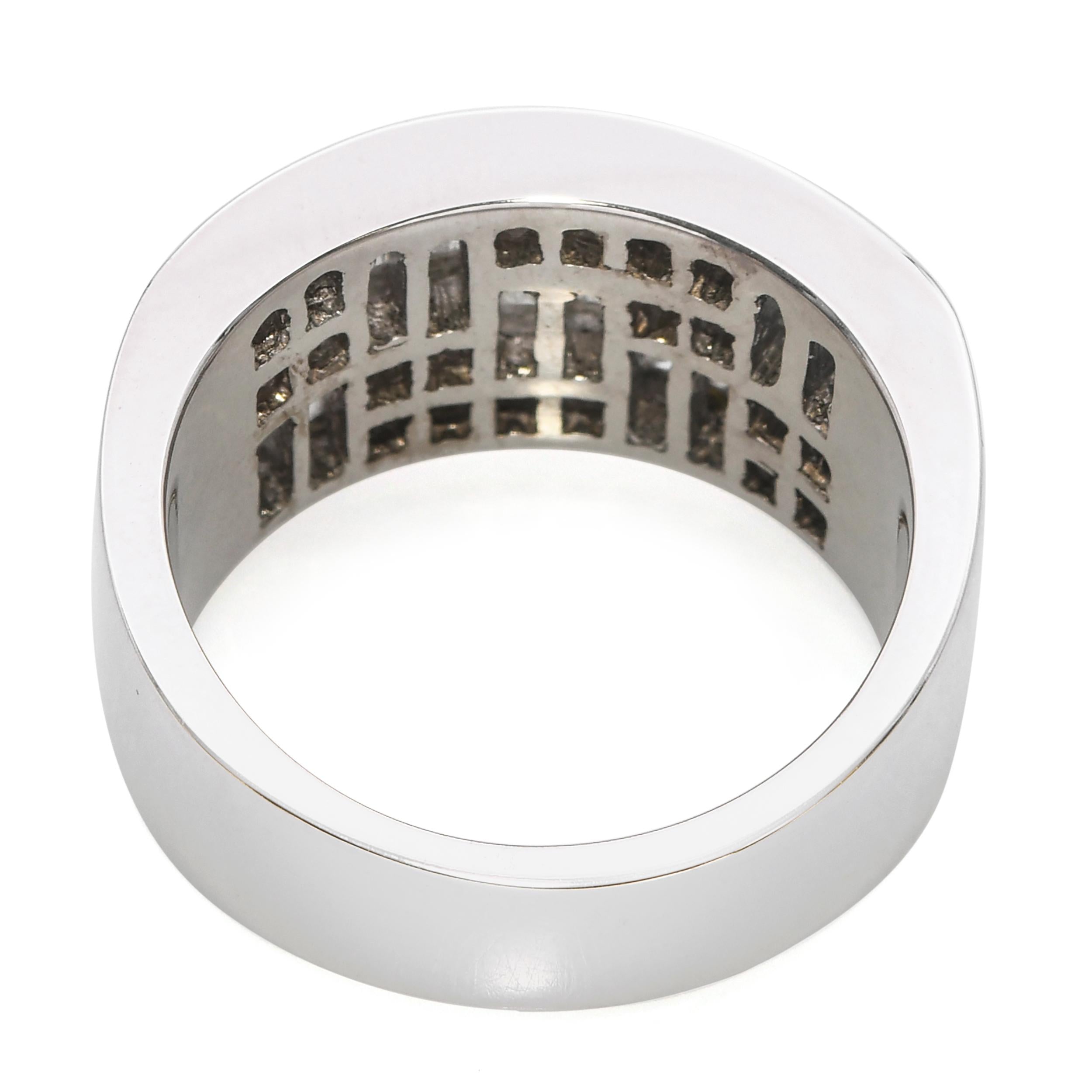 Vintage 18k White Gold Diamond 2.80tcw Diamond Geometric Band Ring