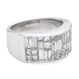 Vintage 18k White Gold Diamond 2.80tcw Diamond Geometric Band Ring