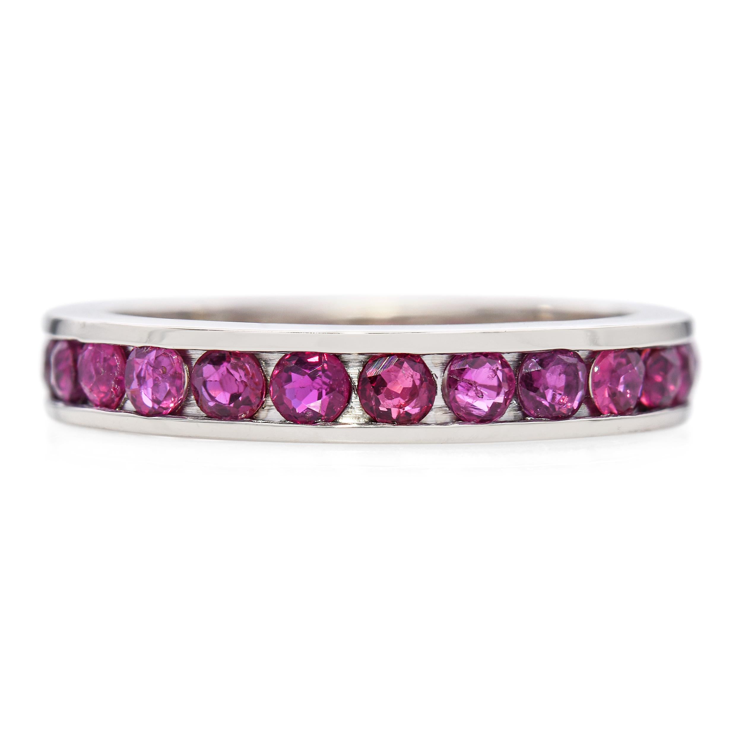 Vintage 14k White Gold 0.78tcw Ruby Eternity Band