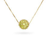 Vintage 14k Yellow Gold 6.01ct Peridot Slide Sphere Pendant Necklace