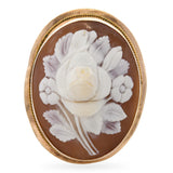 Vintage 10k Yellow Gold Floral Motif Shell Cameo Brooch