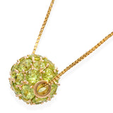 Vintage 14k Yellow Gold 6.01ct Peridot Slide Sphere Pendant Necklace