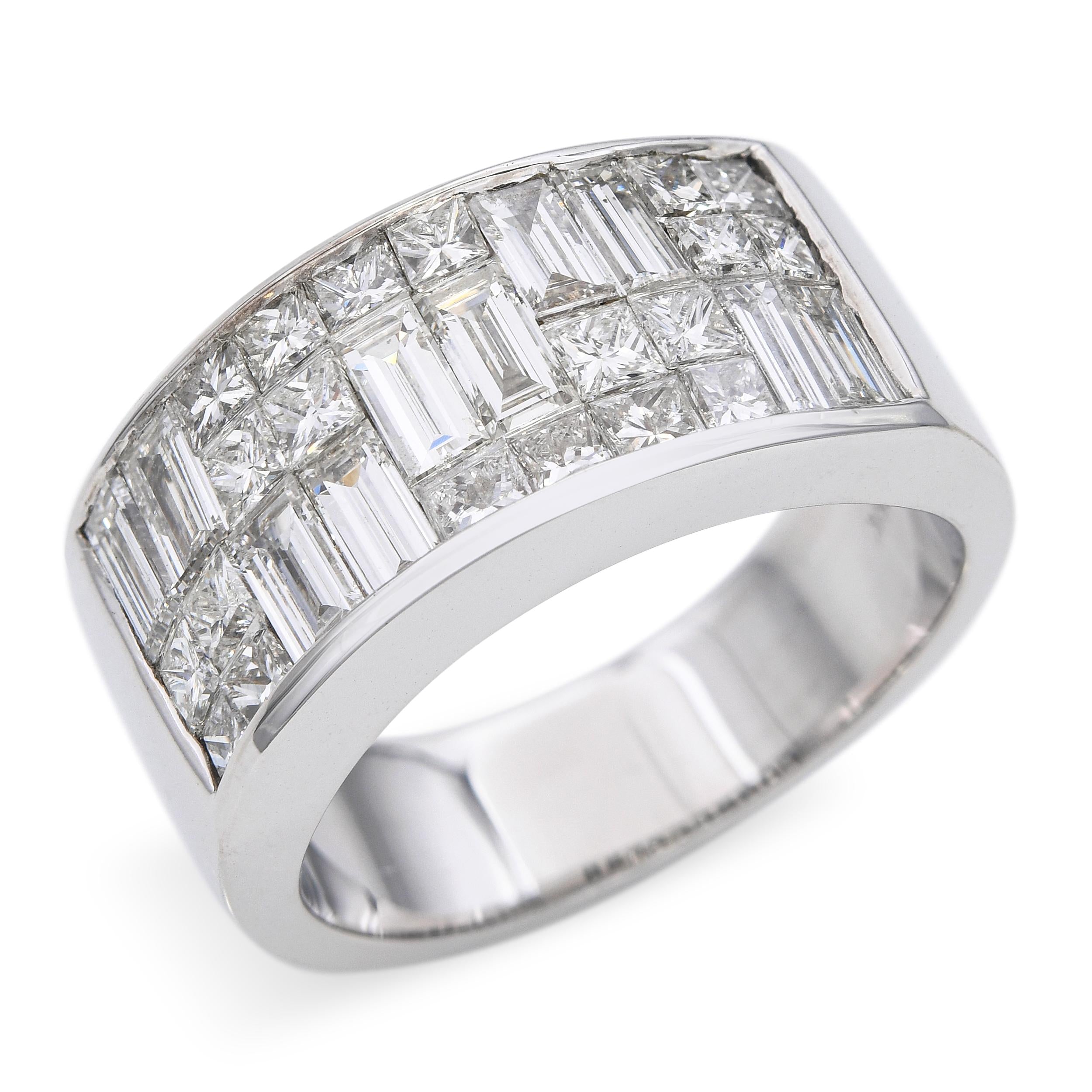 Vintage 18k White Gold Diamond 2.80tcw Diamond Geometric Band Ring